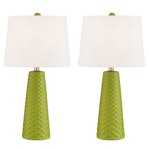 Pair of Retro Midcentury Modern Avocado Table Lamps - Muriel Table Lamp - Practical Props