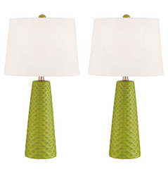 Pair of Retro Midcentury Modern Avocado Table Lamps - Muriel Table Lamp - Practical Props