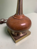 Vintage Laurel Walnut & Brass Table Lamp with Shade