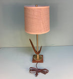 Vintage Handmade Midcentury Modern Wood & Brass Table Lamp - Practical Props